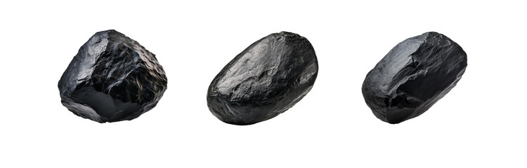 Poster - Three isolated black stones on a white background.