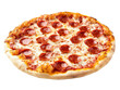 © Business Image - Delicious round pepperoni pizza on white background for culinary design