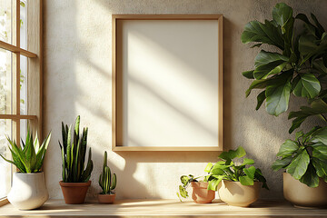 Blank frame home on plant shelf decor ideas