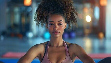 Slim girl promotes physical education classes and portrait sessions for gym workouts, pilates, etc.