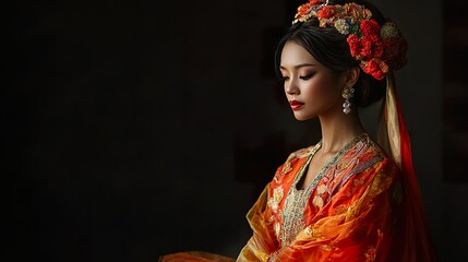 Wall Mural - Singaporean Woman in Traditional Festive Attire