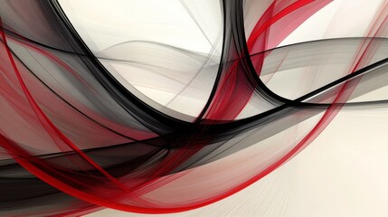 Aufkleber - Abstract Flow of Red and Black Curves on Soft Background