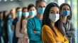 © Gun - Diverse Group at Vaccination Clinic with Face Masks