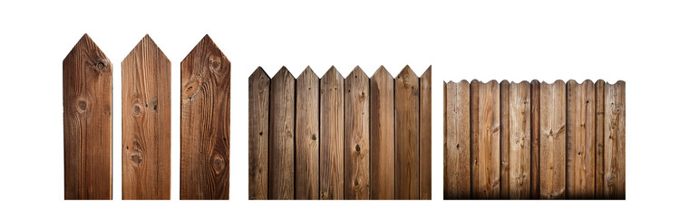 Poster - Close up of a wooden fence with different styles of slats.