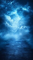 Wall Mural - A blue sky with clouds and stars