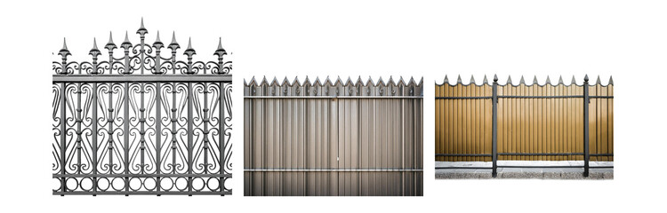 Poster - Three different styles of fences, one ornate, one minimalist, and one wood.