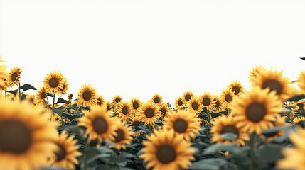 Canvas Print - Field of sunflowers in full bloom under a clear sky, with ample space for copy. No people present