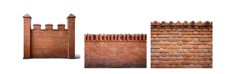 Poster - Three sections of brick wall with different details.