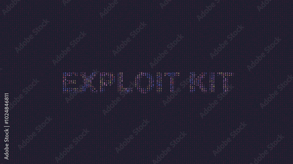 Cybersecurity concept exploit kit on foreground screen, ASCII style in ...