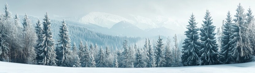 Winter forest background, isolated on white.