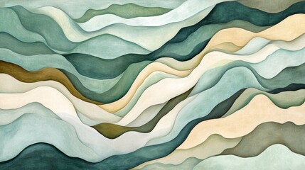 Poster - Serene Waves of Colorful Abstract Flowing Patterns