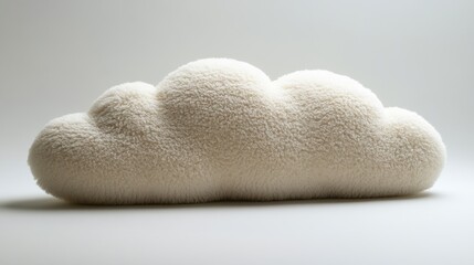 A solitary fluffy cloud-shaped pillow, perfect for comfort and relaxation, isolated on white background. 