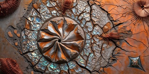 Poster - Abstract copper, metal, and crackled texture background