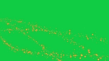 Sticker - golden sparkle stars glitters on green background 4k animation, shiny glowing gold stars isolated overlay christmas and new year design element