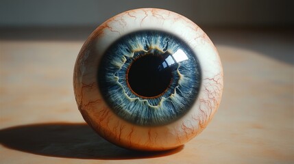 Sticker - A close up of a blue eye with a red iris