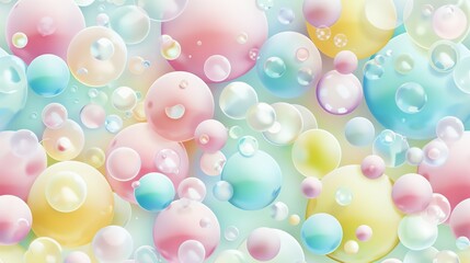 Wall Mural - a background of pastel-colored spheres and bubbles in a random pattern.