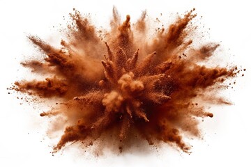 bright chocolate paint color powder festival explosion burst isolated white background