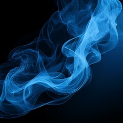 Wall Mural - blue smoke abstract texture on black background wide banner
