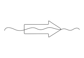 Wall Mural - Arrow pointing right, continuous one line drawing vector. Single line Arrow pointing right, vector background. Arrow pointing right, icon. Continuous outline of a Arrow pointing right