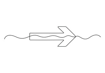 Wall Mural - Arrow pointing right, continuous one line drawing vector. Single line Arrow pointing right, vector background. Arrow pointing right, icon. Continuous outline of a Arrow pointing right