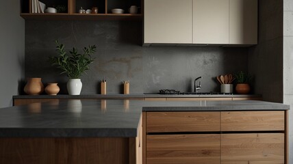 Wall Mural - Modern minimalism  kitchen counter with copy space