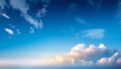 Sticker - beautiful luxury soft gradient blue white clouds and sunlight on the blue sky perfect for the backgr