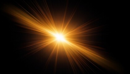 Wall Mural - golden sunlight abstract sun burst digital lens flare on black background for overlay