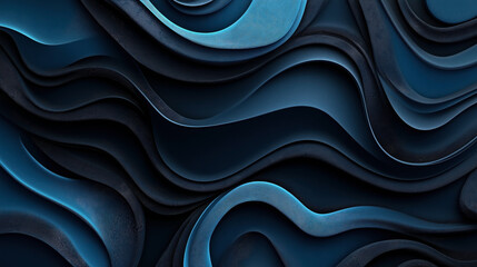 Canvas Print - Abstract image featuring a layered and wavy blue pattern with various shades and textures, creating a sense of depth and movement.