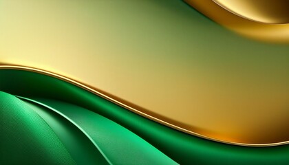 Wall Mural - minimalist abstract with wave or curves of green and gold background