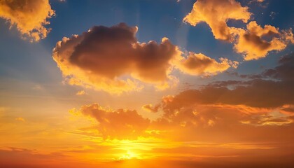 Wall Mural - sunset sky vertical in the morning with orange yellow sunrise clouds