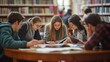 © acnaleksy - Students collaborate on a school project in the library, sharing ideas and resources