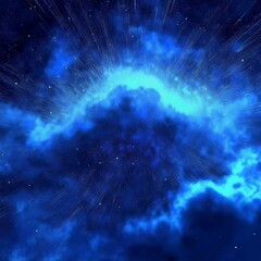 Poster - rogue shimmering blue particles among blue clouds abstract animation