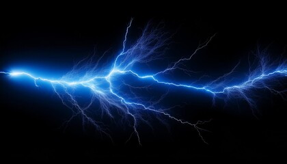 Wall Mural - blue lightning effect isolated with black background