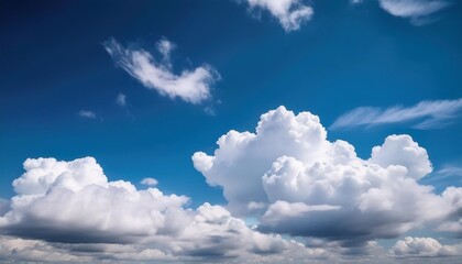 Sticker - timelapse of white puffy cumulus clouds forming on summer blue sky moving and changing cloudscape we
