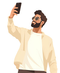 Poster - PNG Smartphone selfie adult man.