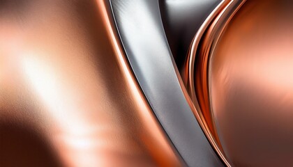 Wall Mural - curved abstract metallic textures in shades of copper silver and gray