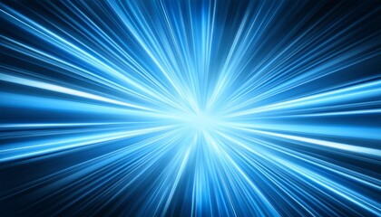 Wall Mural - cool blue light rays radiate outwards in a powerful display suggesting energy release or digital bre