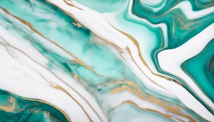 Wall Mural - marble background white turquoise green marbled texture with gold veins abstract luxury background for wallpaper banner invitation website illustration