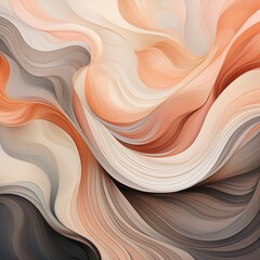Wall Mural - a mesmerizing abstract illustration featuring soft flowing curves and delicate hues of peach gray and cream