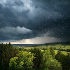 Wall Mural - raining dark cloudy storm cloud nature in rainy season