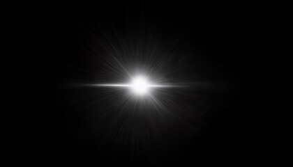 Wall Mural - glowing white light effect animation on black background twinkle starlight with sparkles light lens 