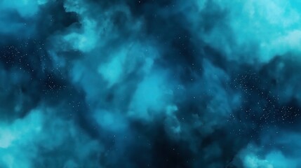 Wall Mural - abstract cosmic background with vibrant blue clouds and scattered stars resembling a galaxy or nebul