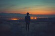 © Roman - Man standing on a dirt road looking at the city