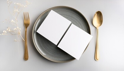 2 menu card mockup on plate