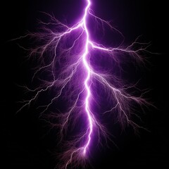 Wall Mural - realistic lightning isolated on black background natural light effect bright glowing magic purple thunderstorm for design element