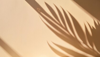 Wall Mural - leaf shadow on beige wall bright beige neutral wall background