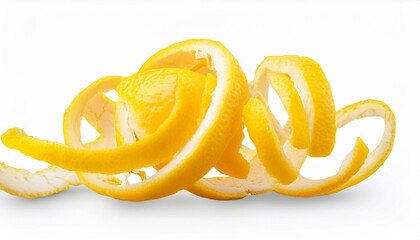 Wall Mural - fresh lemon zest isolated on transparent background