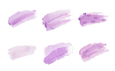 light purple brush stroke set, abstract note, composition isolated on white, stylized paint