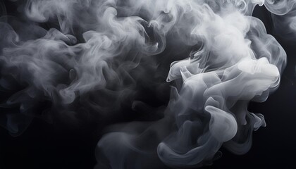 Wall Mural - black and white smoke on a dark background