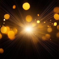 Wall Mural - abstract background with lens flare and defocused bokeh flash gleam and golden yellow color flecks o
